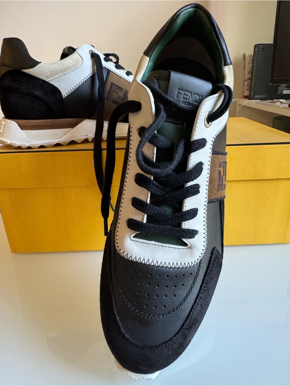 Fendi Black, White and Brown Low-Top Men’s Sneakers